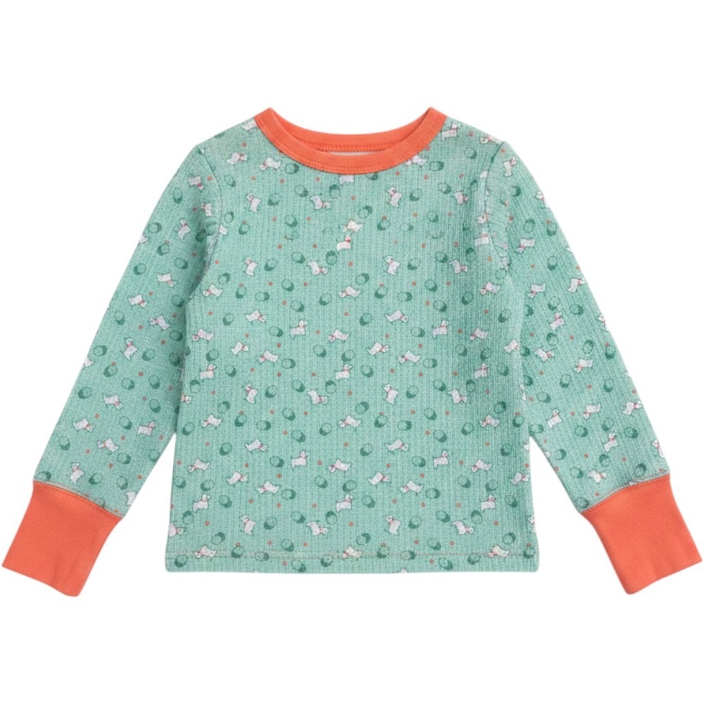 American Girl BeForever Henley Top Girls S Mint Green Scottie Dog Waffle Knit - Picture 2 of 6